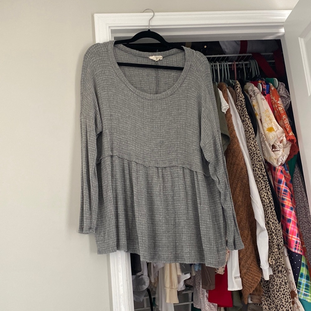 Grey baby doll top L